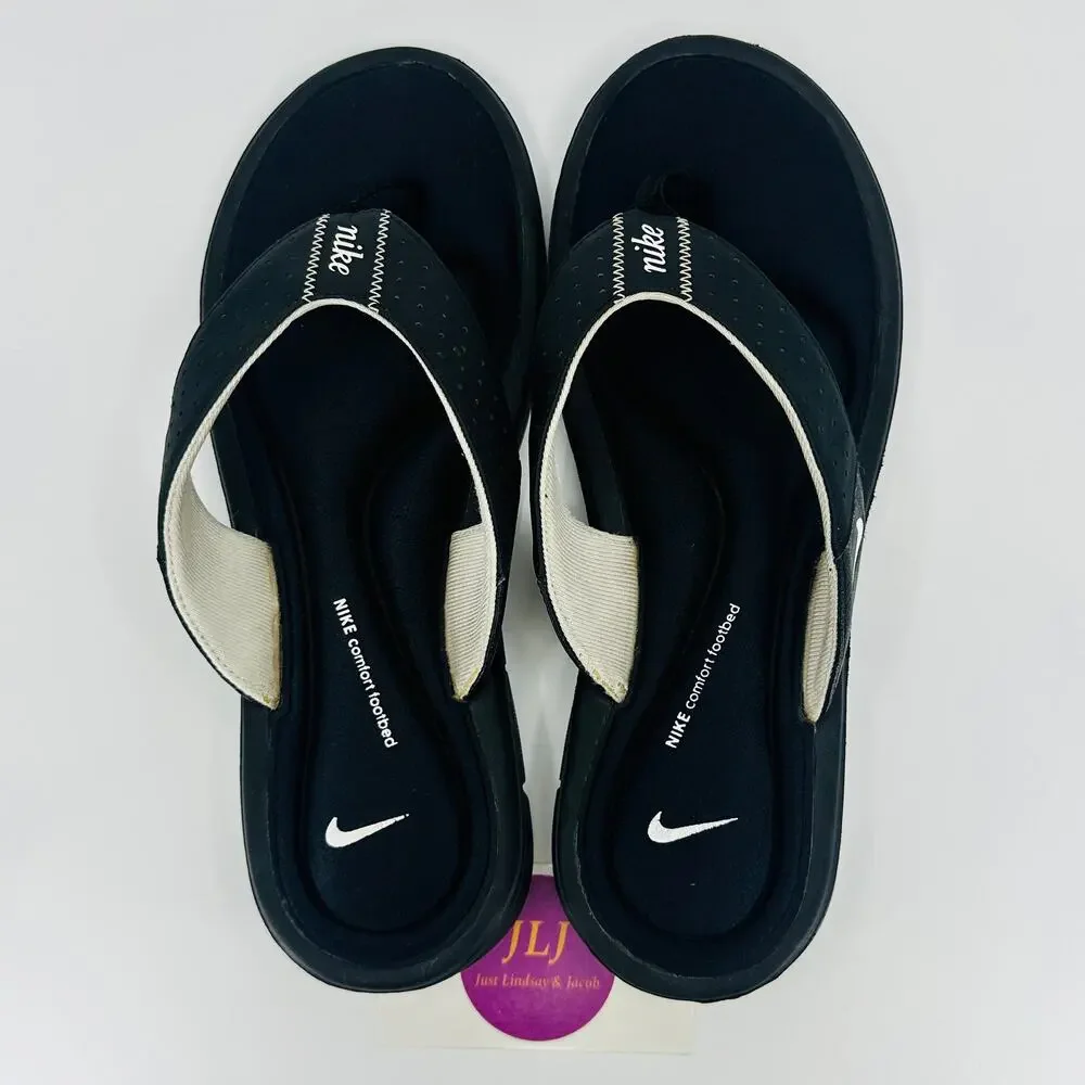 Nike Women's Comfort Thong Flip Flop Sandals Black/White 354925-011 Size 9